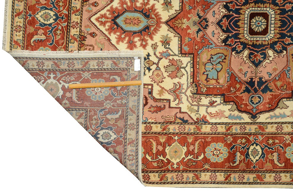 Finer-wool Heriz-Serapi-style rug, alternate angle showing full layout
