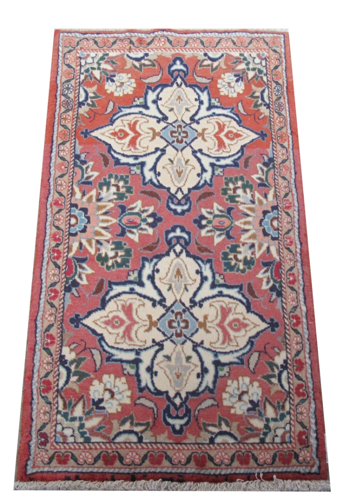 2.6 x 4.6 hand-knotted hamadan-style wool rug, alternate angle 1