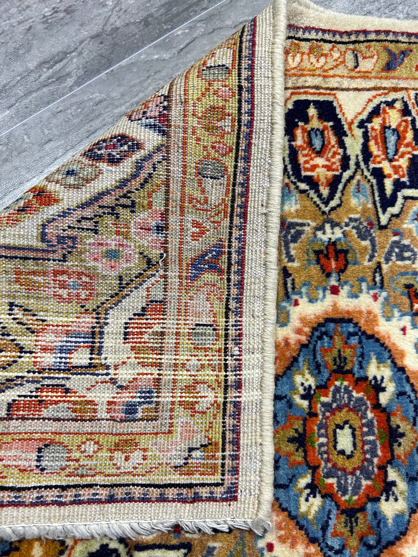 2 x 3 hand-knotted hamadan-style wool rug, alternate angle 2