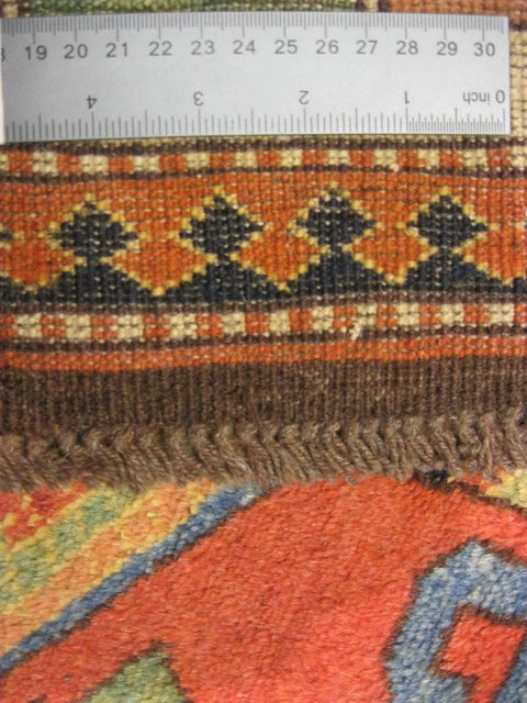 Afghan Chechen Kazak 6x7 rug, pile texture showing wool-on-wool construction