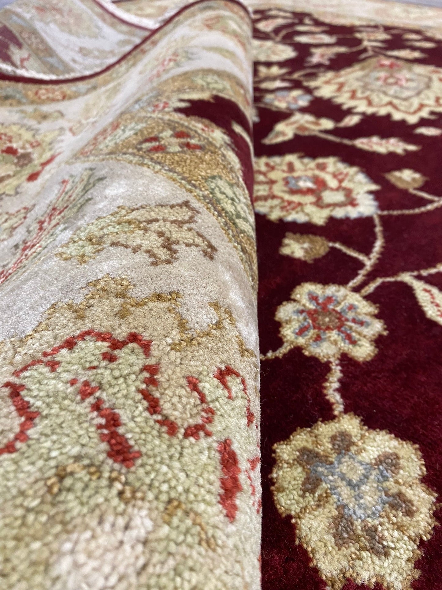 8 x 10 hand-knotted ziegler wool rug, alternate angle 3