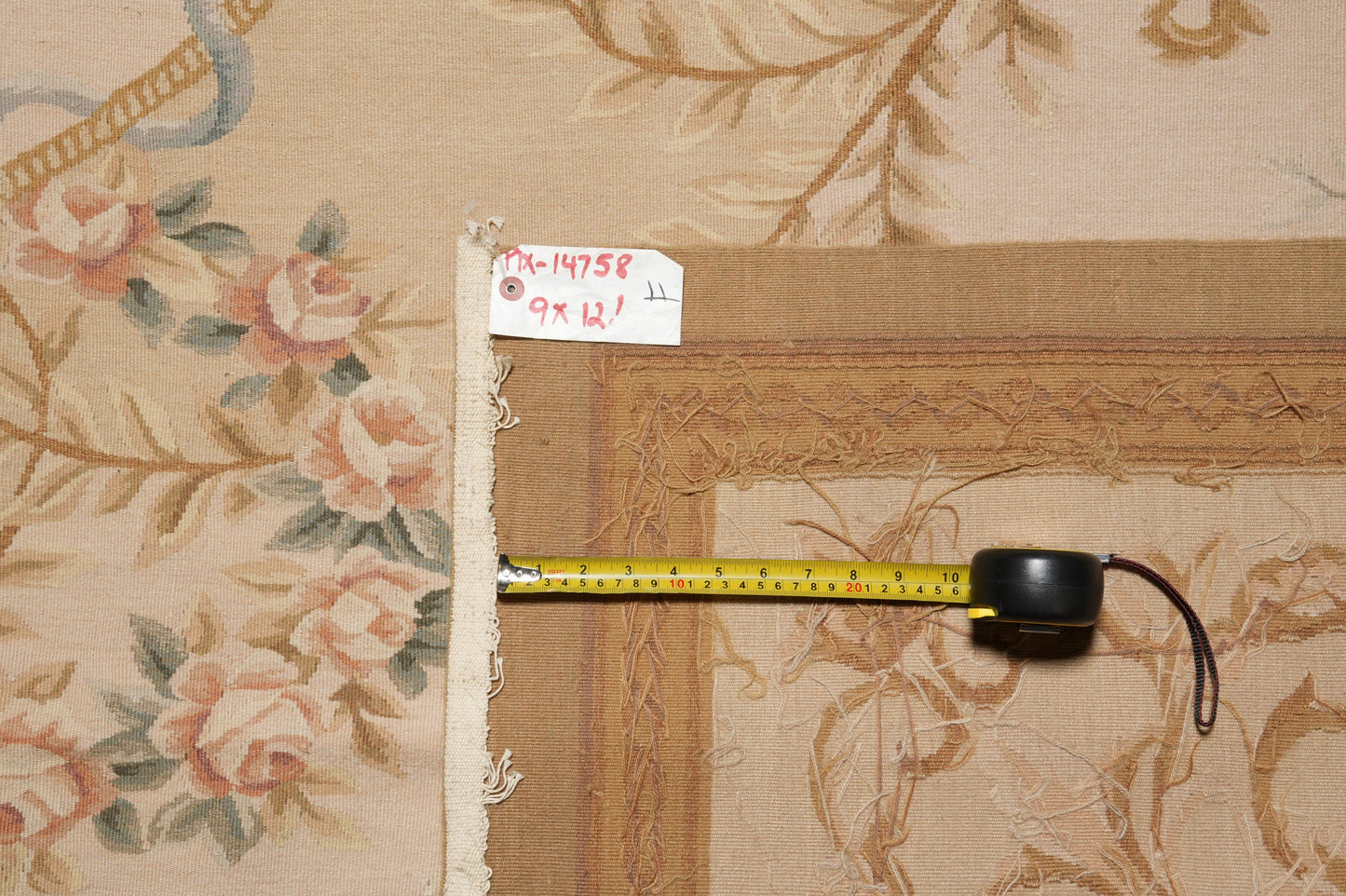 17th-century Aubusson rug, edge and selvedge close-up