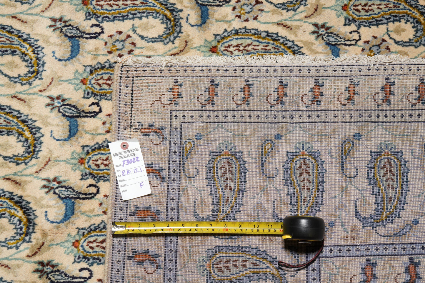 1970s paisley Kashan-style rug, alternate angle full layout