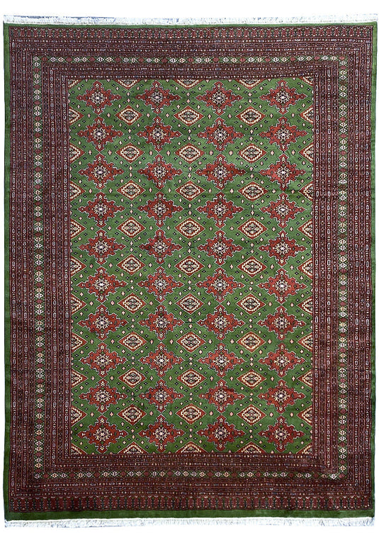 8 x 10 Hand-Knotted Jaldar Bokhara Wool Rug, Sage Green