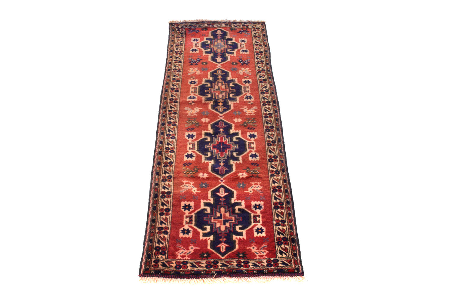 Tribal Shiraz-style narrow runner, central medallion close-up