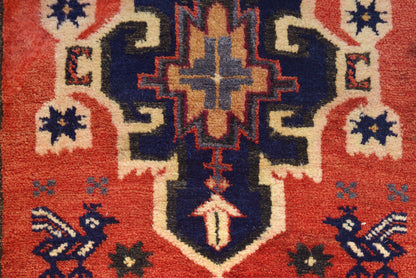Tribal Shiraz-style narrow runner, border pattern close-up