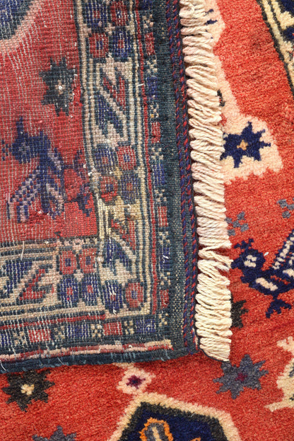 Tribal Shiraz-style narrow runner, corner motif with tribal geometry