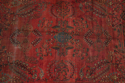 Antique Kashan-style rug, corner motif showing 1940s craftsmanship