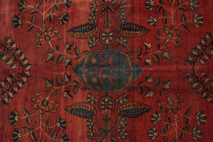 Antique Kashan-style rug, field detail showing decades of natural patina