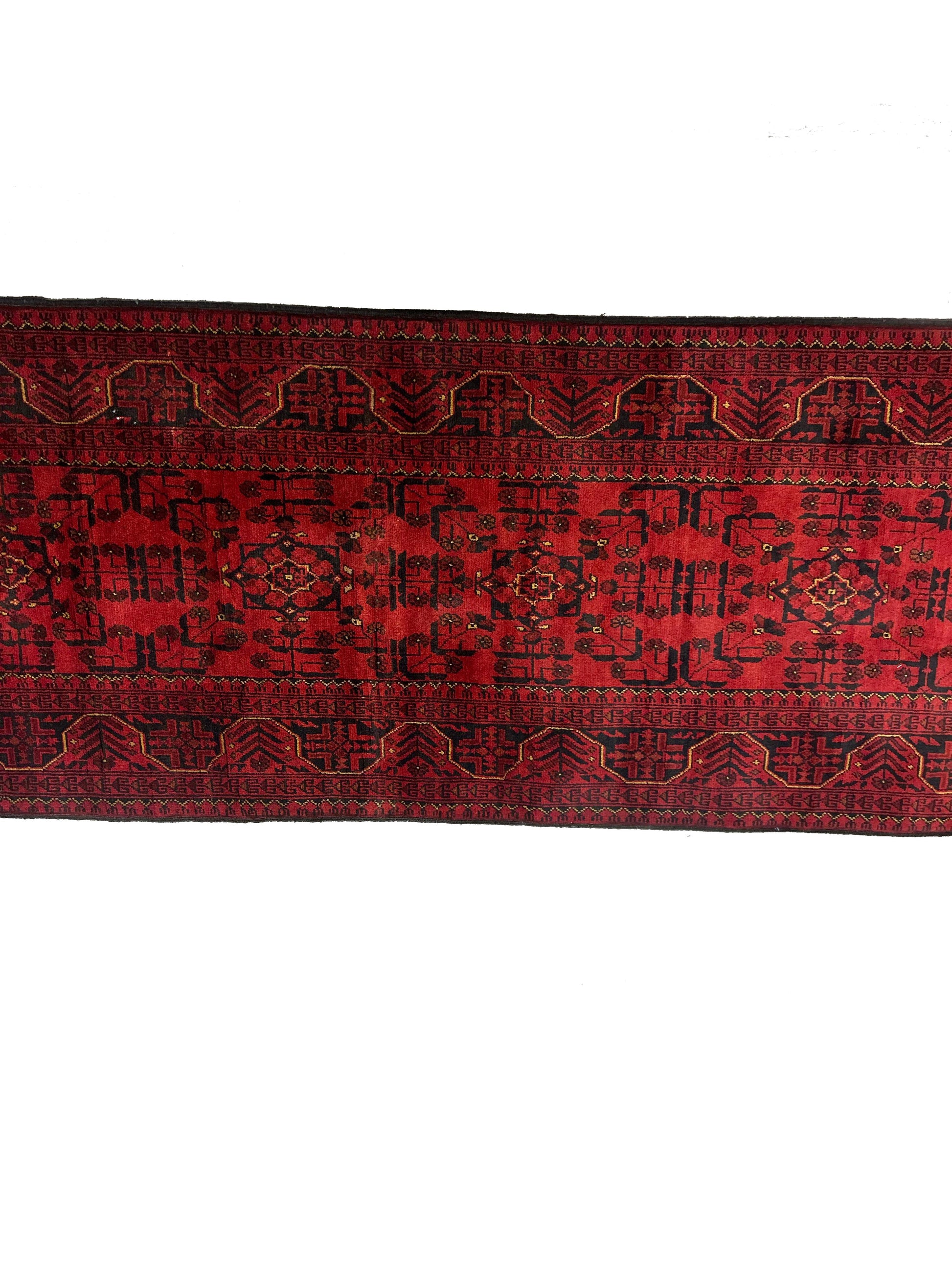 Khal Mammadi runner, repeating tribal medallion detail in black and ivory