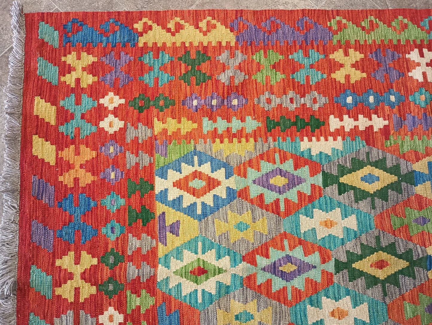 Double-sided Kilim, alternate face pattern detail