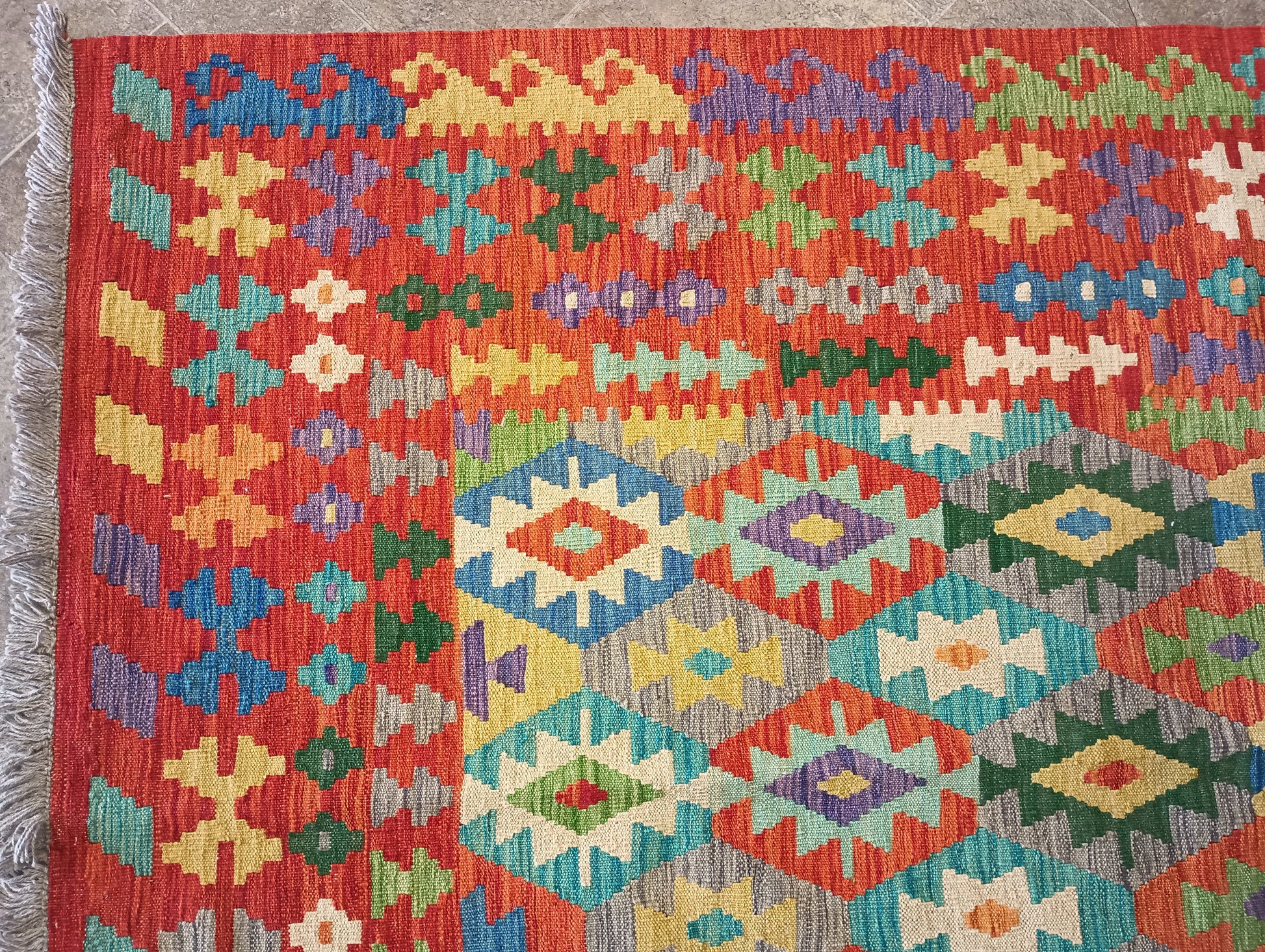 Double-sided Kilim, alternate face pattern detail