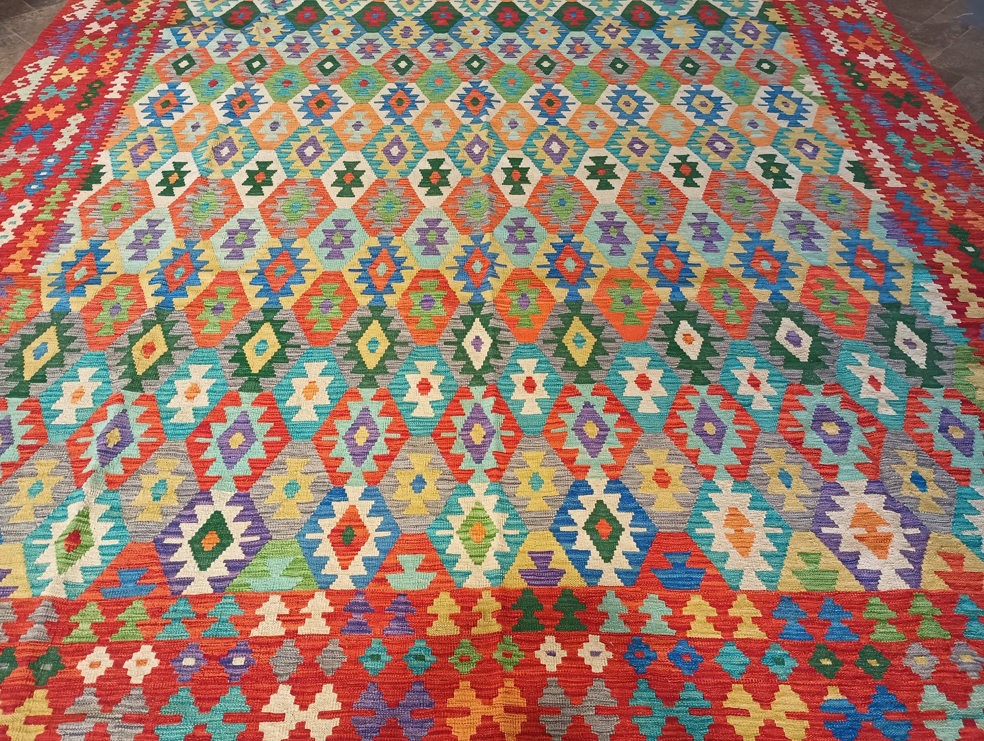 Double-sided Kilim, secondary motif in red and gold
