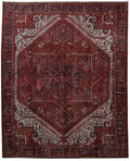 10 x 12.4 hand-knotted Heriz-style wool rug, top view