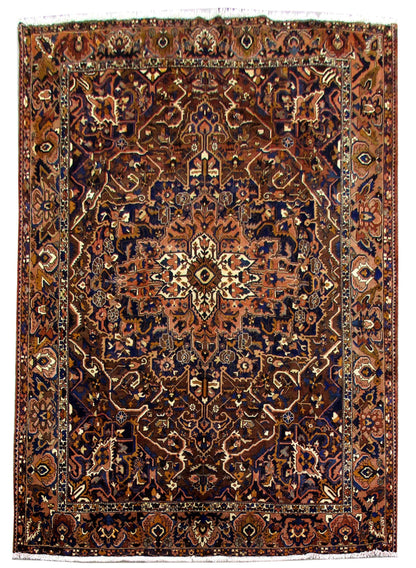 10 x 12.5 hand-knotted Bakhtiar-pattern wool rug, top view