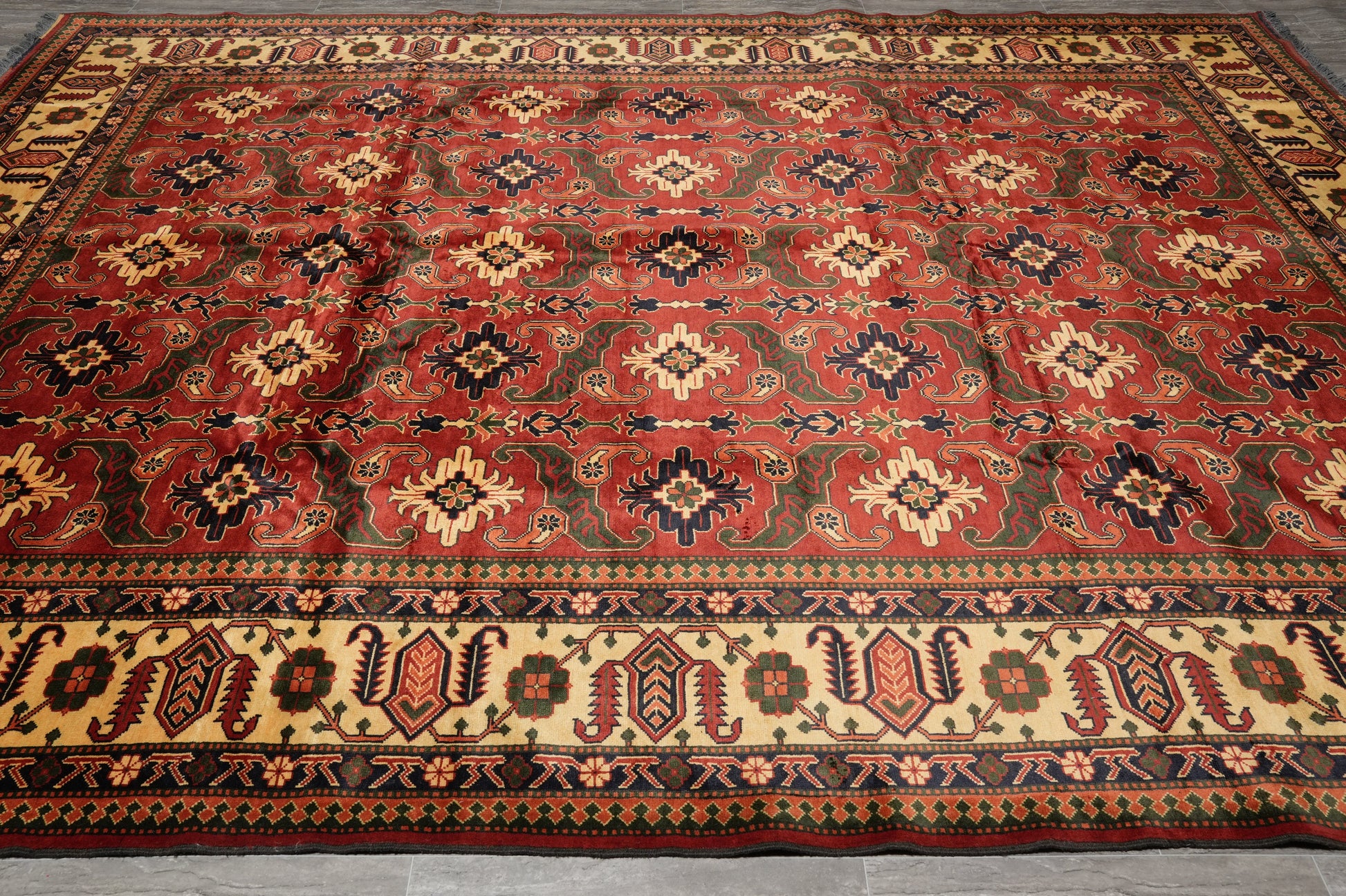 Afghan Shirvan-Kargahi Kazak rug, central tribal medallion close-up