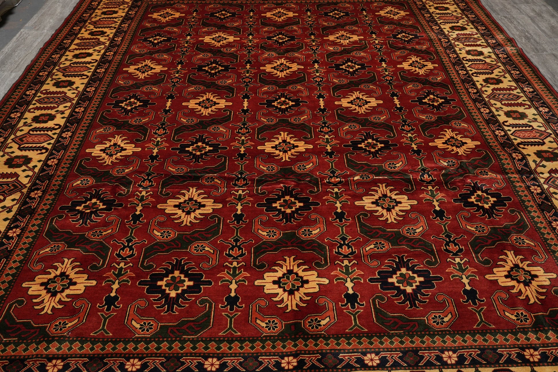 Afghan Shirvan-Kargahi Kazak rug, border pattern with bold geometry