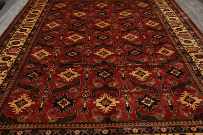 Afghan Shirvan-Kargahi Kazak rug, border pattern with bold geometry