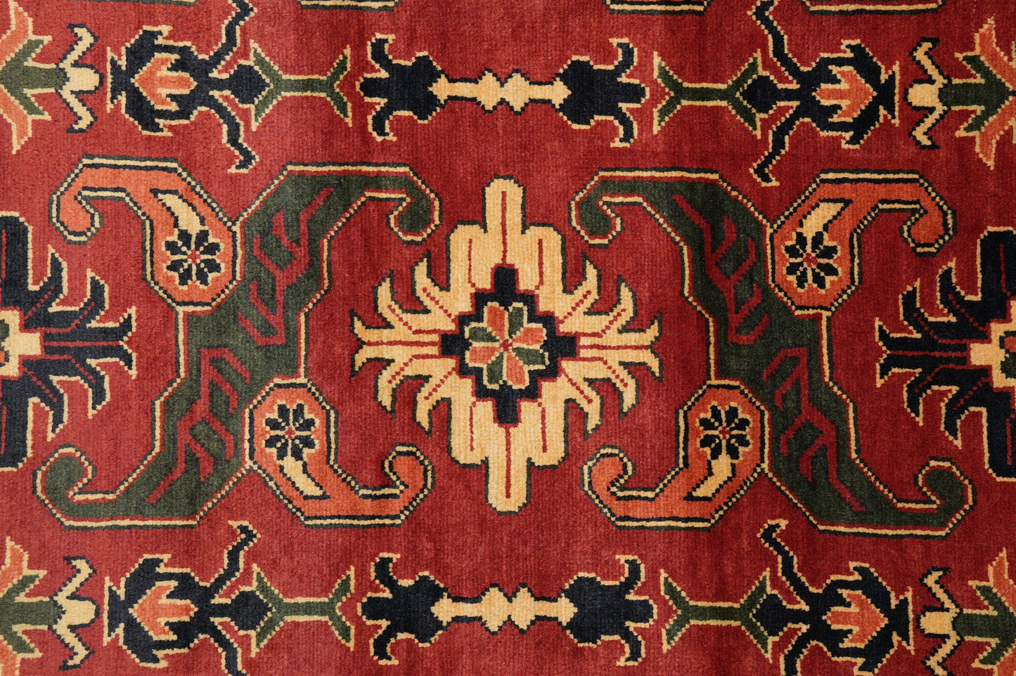 Afghan Shirvan-Kargahi Kazak rug, corner motif close-up