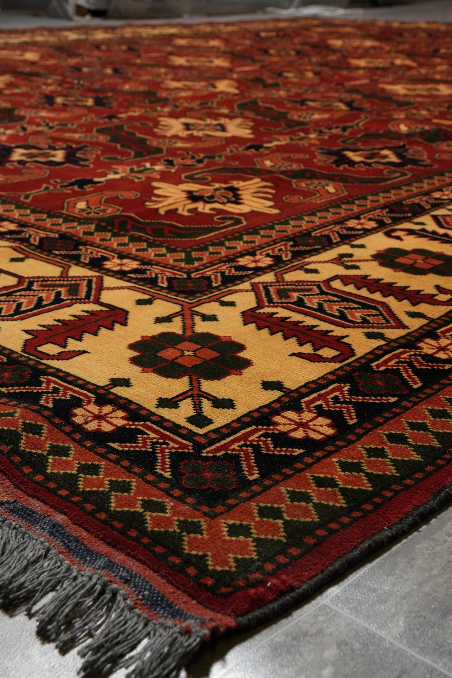 Afghan Shirvan-Kargahi Kazak rug, pile texture showing dense Afghan wool