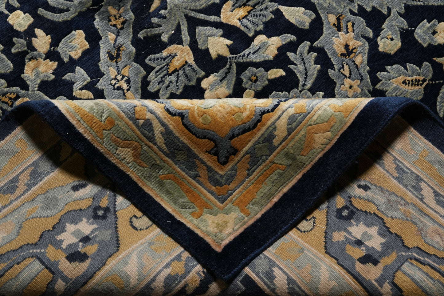 Nepali dark blue rug, secondary motif detail