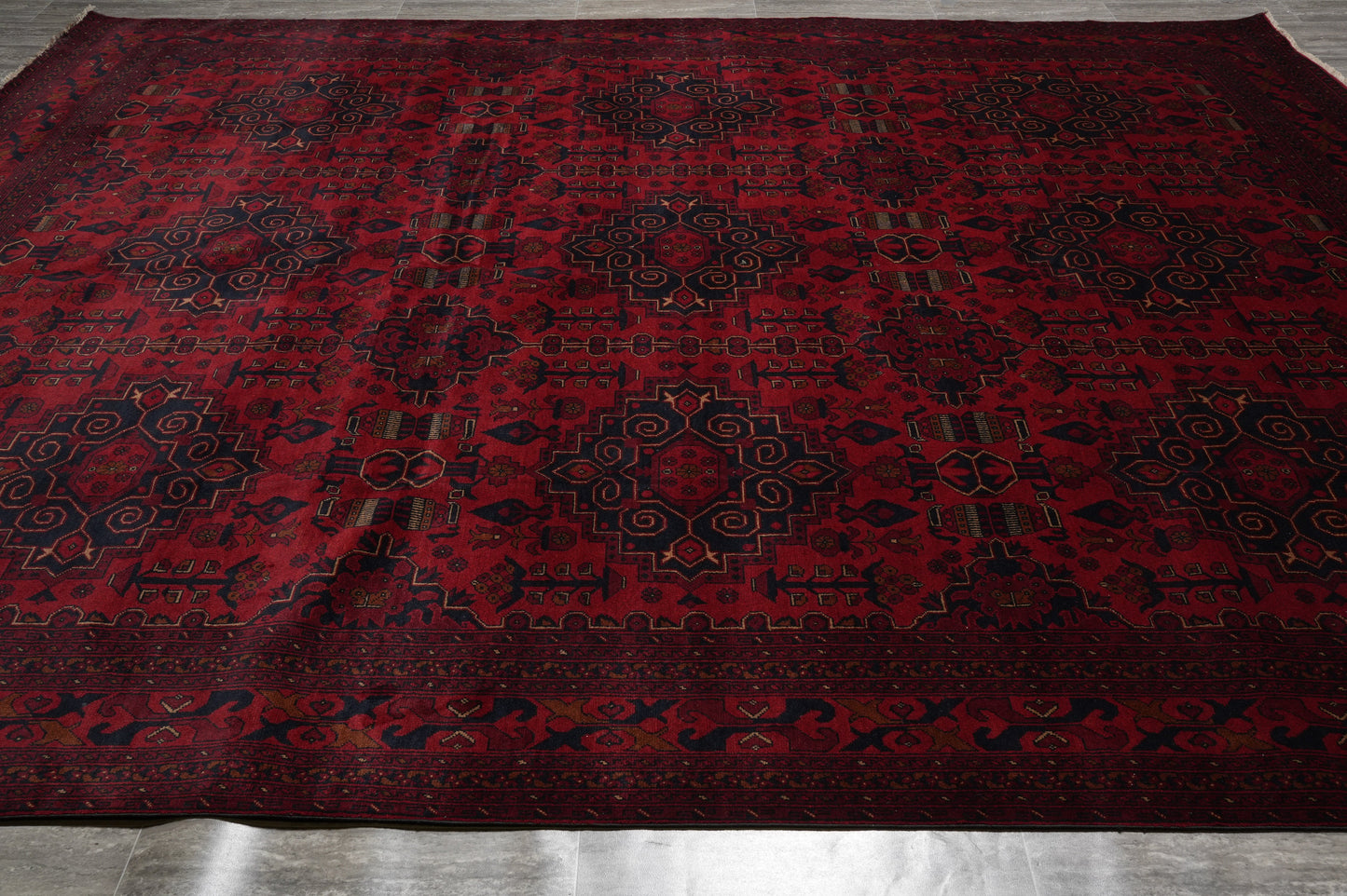 Afghan Khal Mammadi oversize rug, repeating motif detail