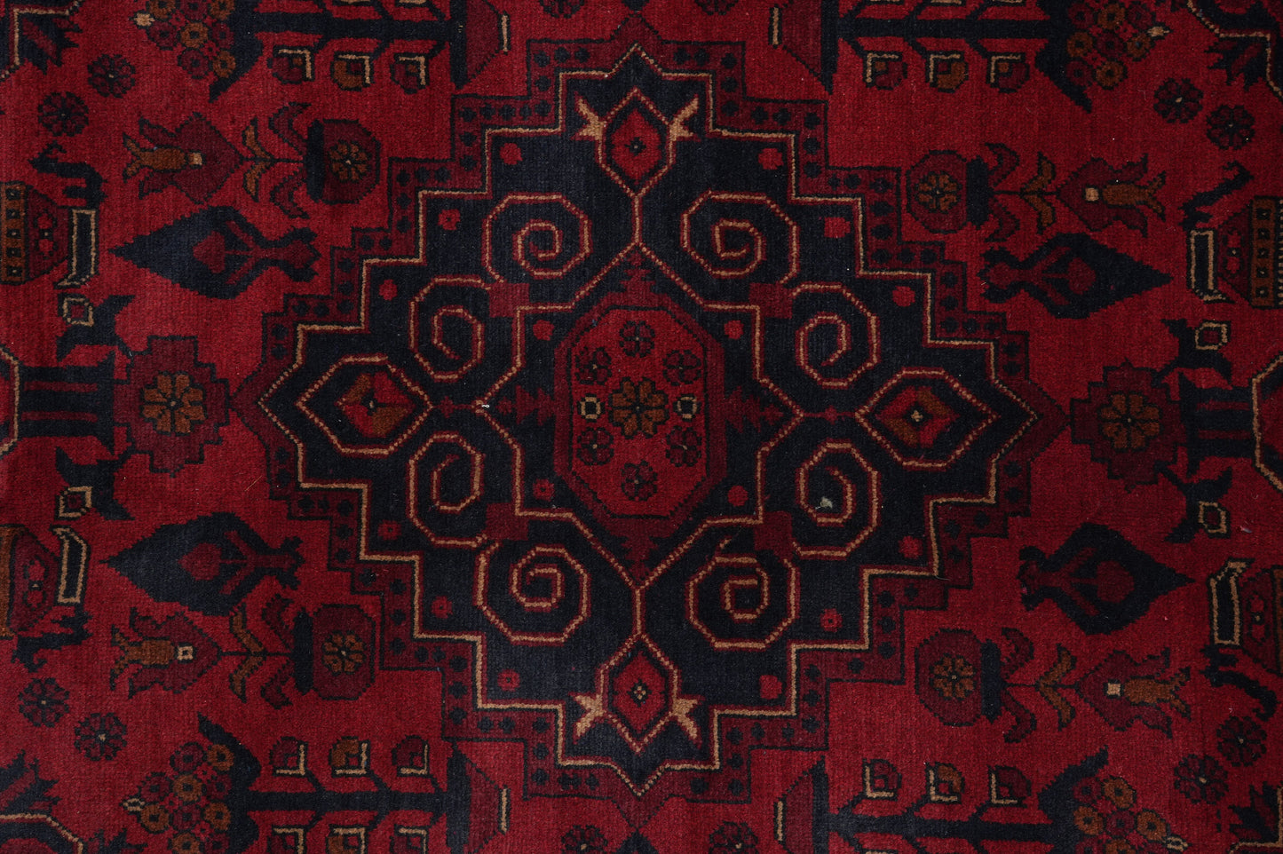 Afghan Khal Mammadi oversize rug, corner motif with bold tribal geometry