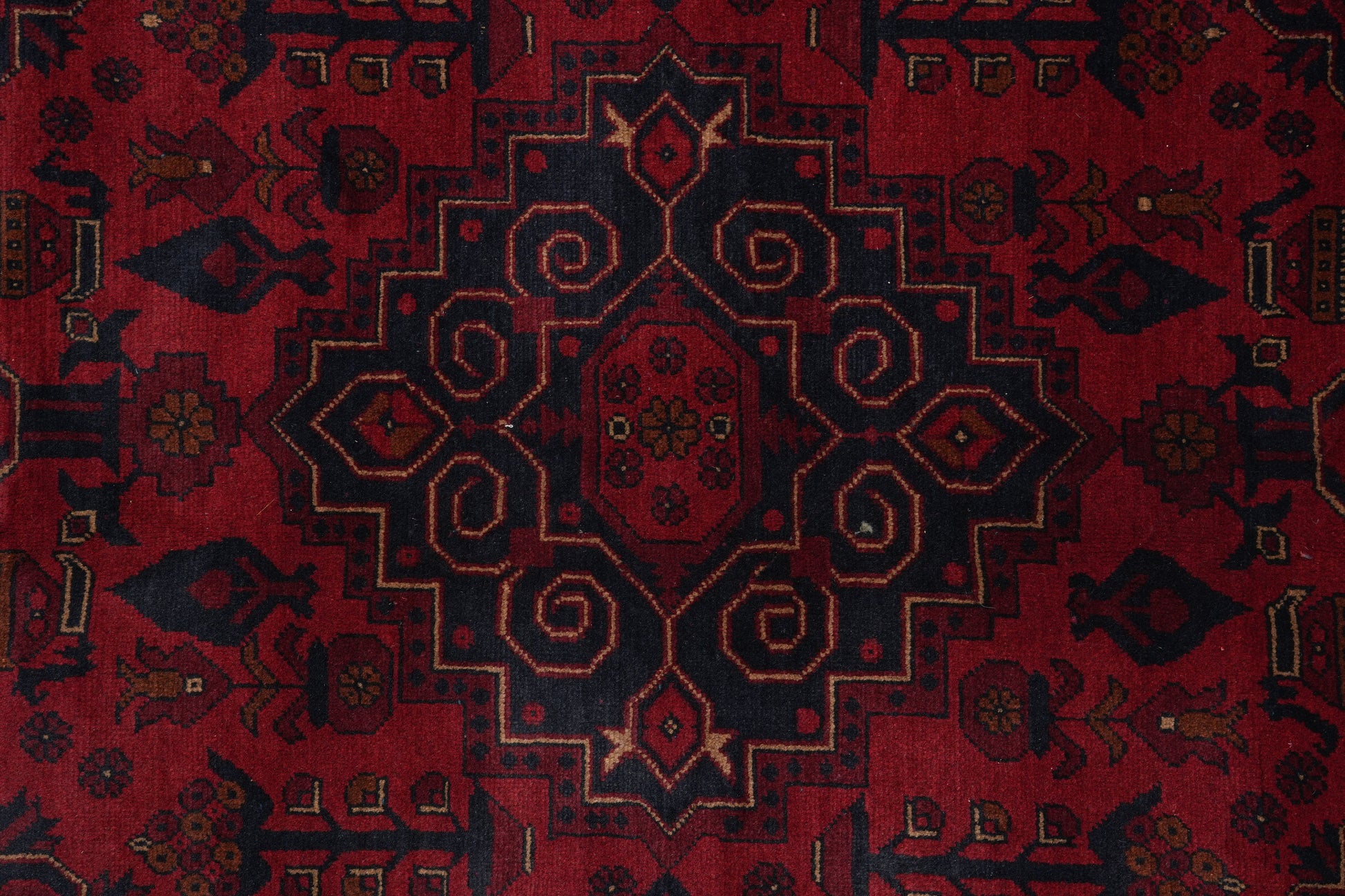 Afghan Khal Mammadi oversize rug, corner motif with bold tribal geometry