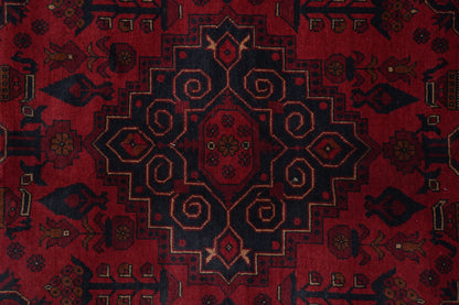 Afghan Khal Mammadi oversize rug, corner motif with bold tribal geometry