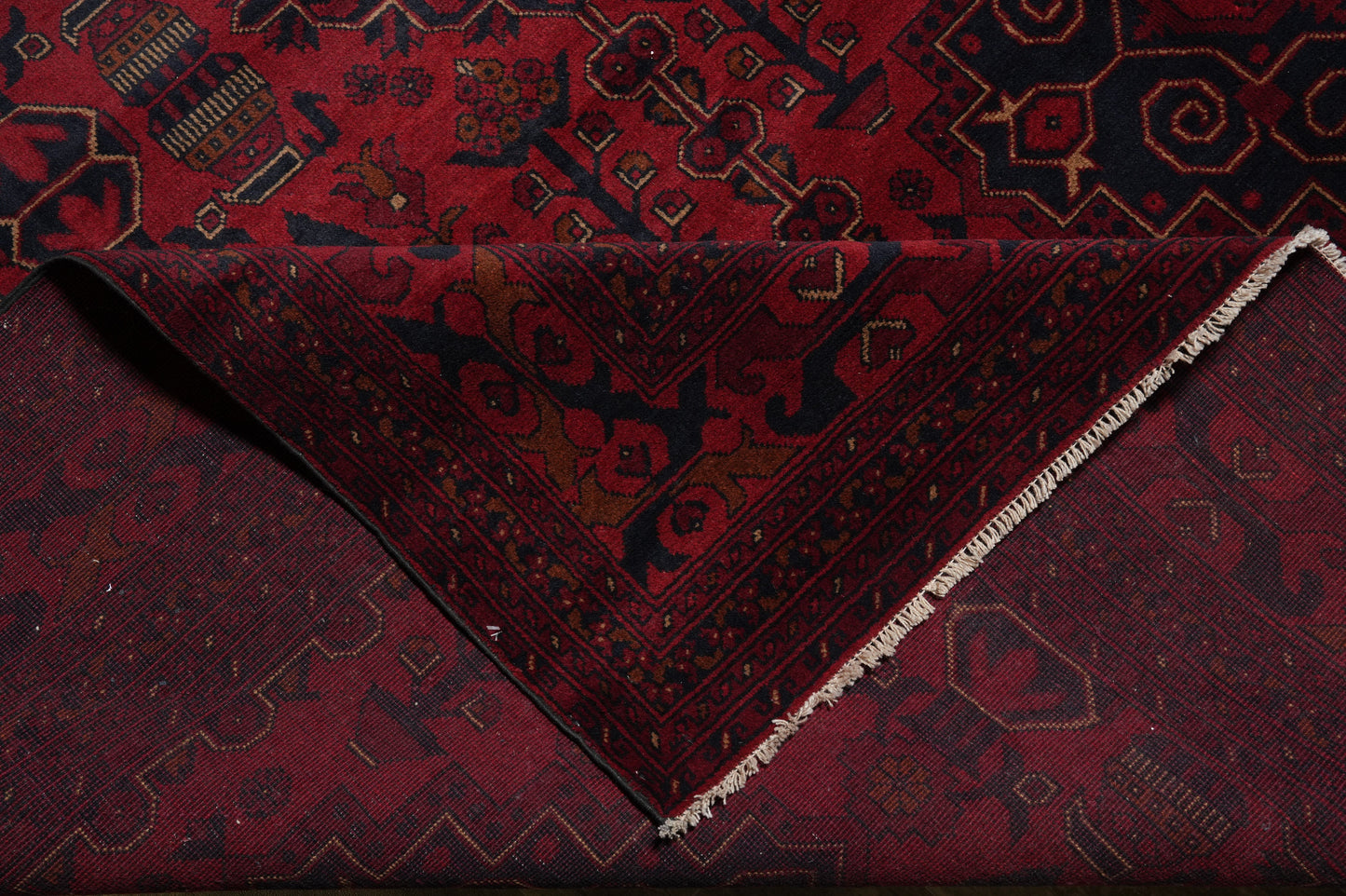 Afghan Khal Mammadi oversize rug, alternate corner pattern continuity