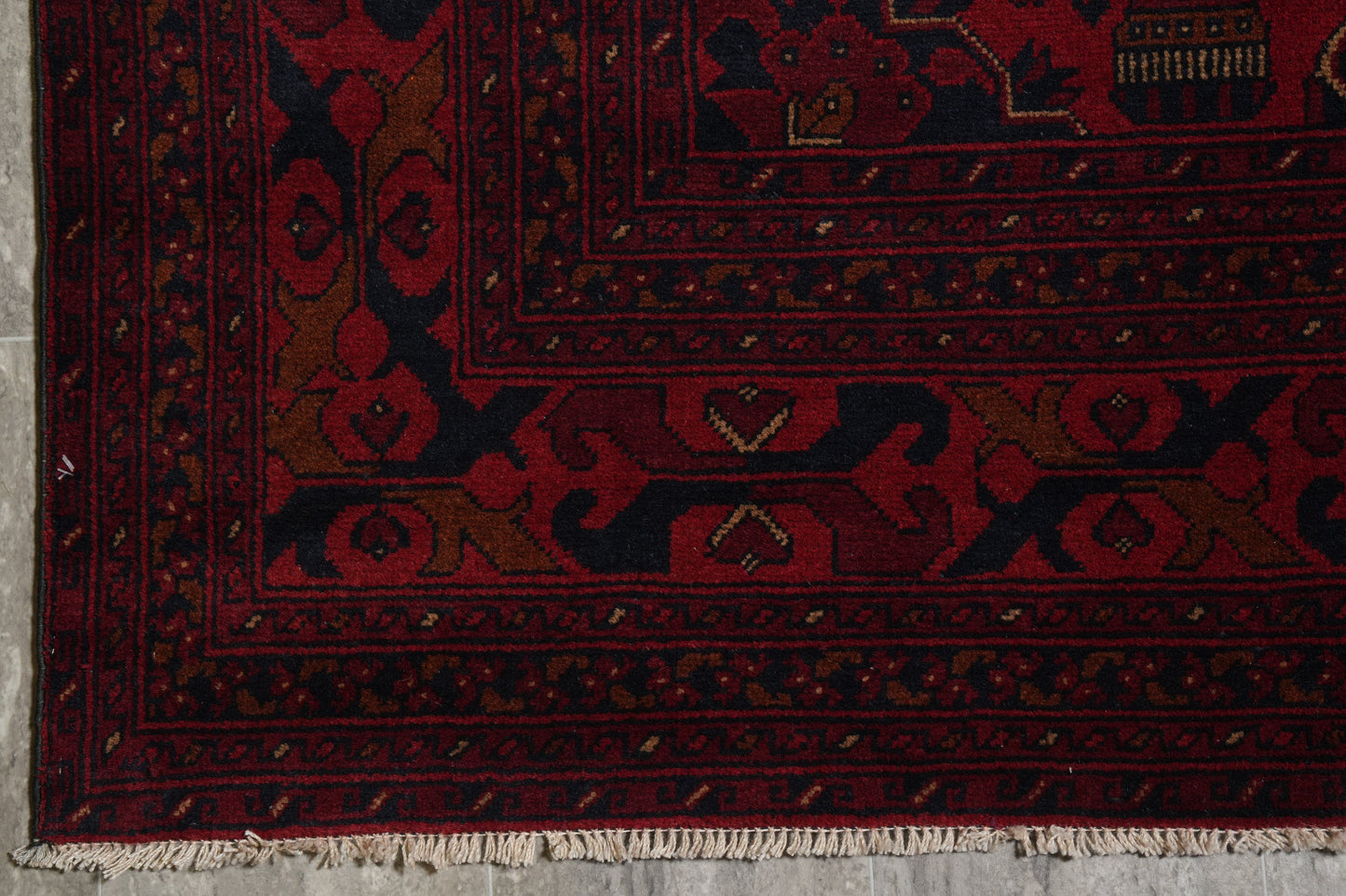 Afghan Khal Mammadi oversize rug, mid-field tribal motif detail