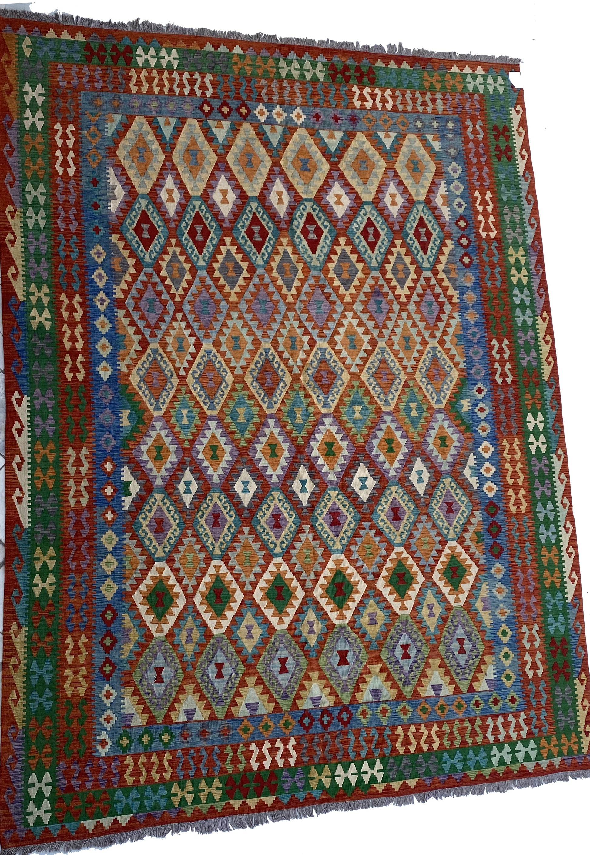 Tribal Kilim, central geometric motif close-up