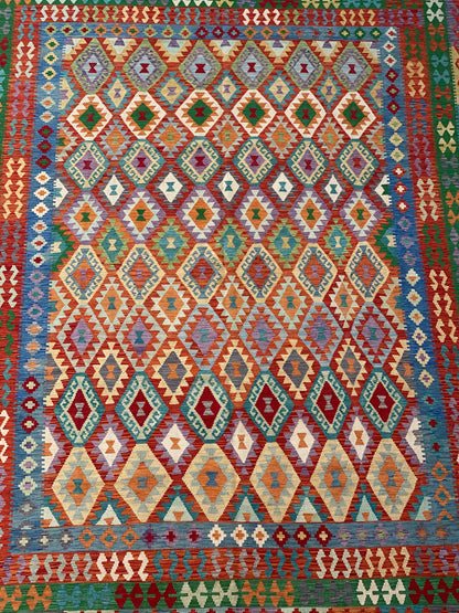 Tribal Kilim, border pattern showing flat-weave technique
