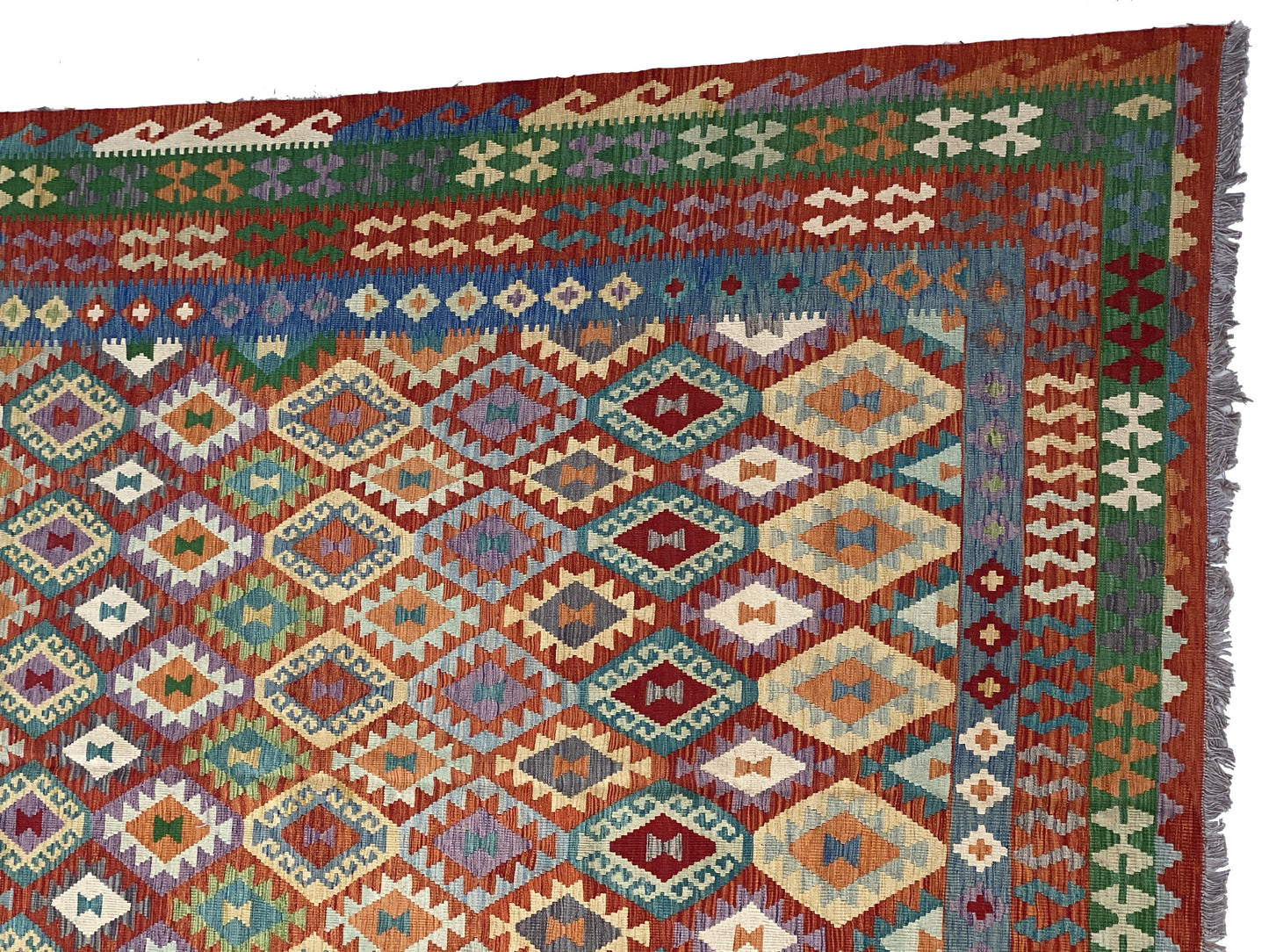Tribal Kilim, secondary motif in red and ivory