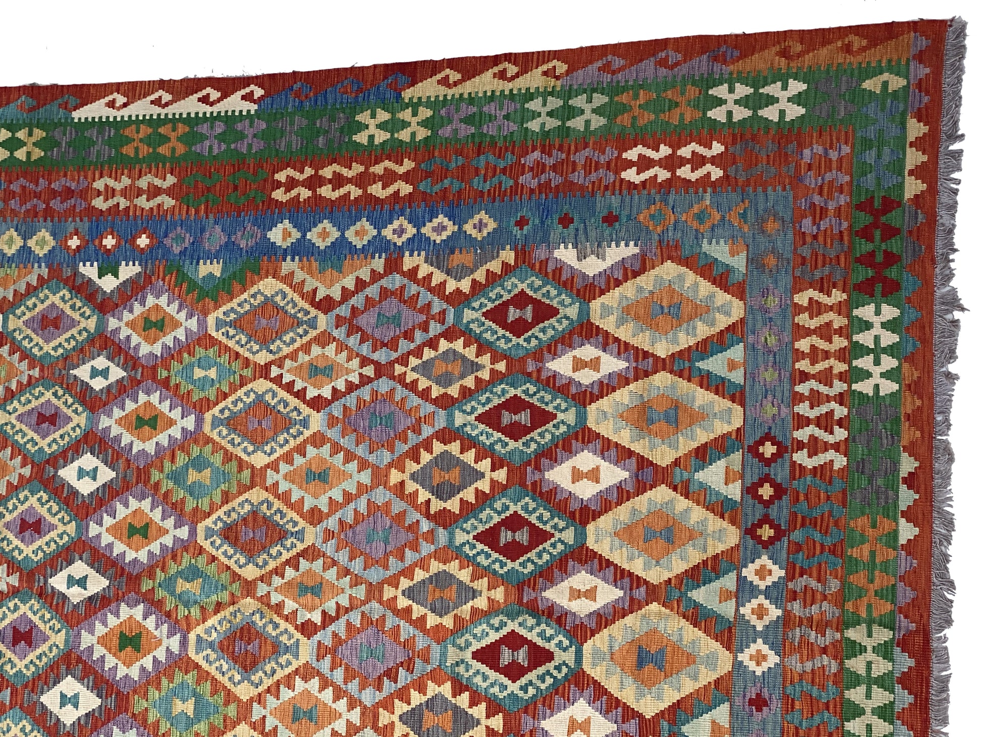 Tribal Kilim, secondary motif in red and ivory