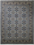 10 x 13 signed Kashan-style hand-knotted wool rug in ivory, top view