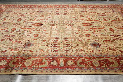 Ziegler rug, soft motif detail in muted sage