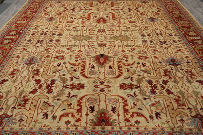 Ziegler rug, border pattern in ivory and coral