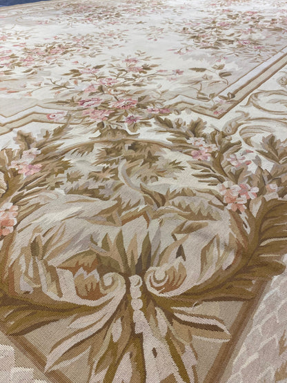 Aubusson floral rug, alternate corner showing floral continuity