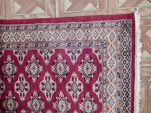Jaldar Bokhara small rug, end-finish and fringe detail