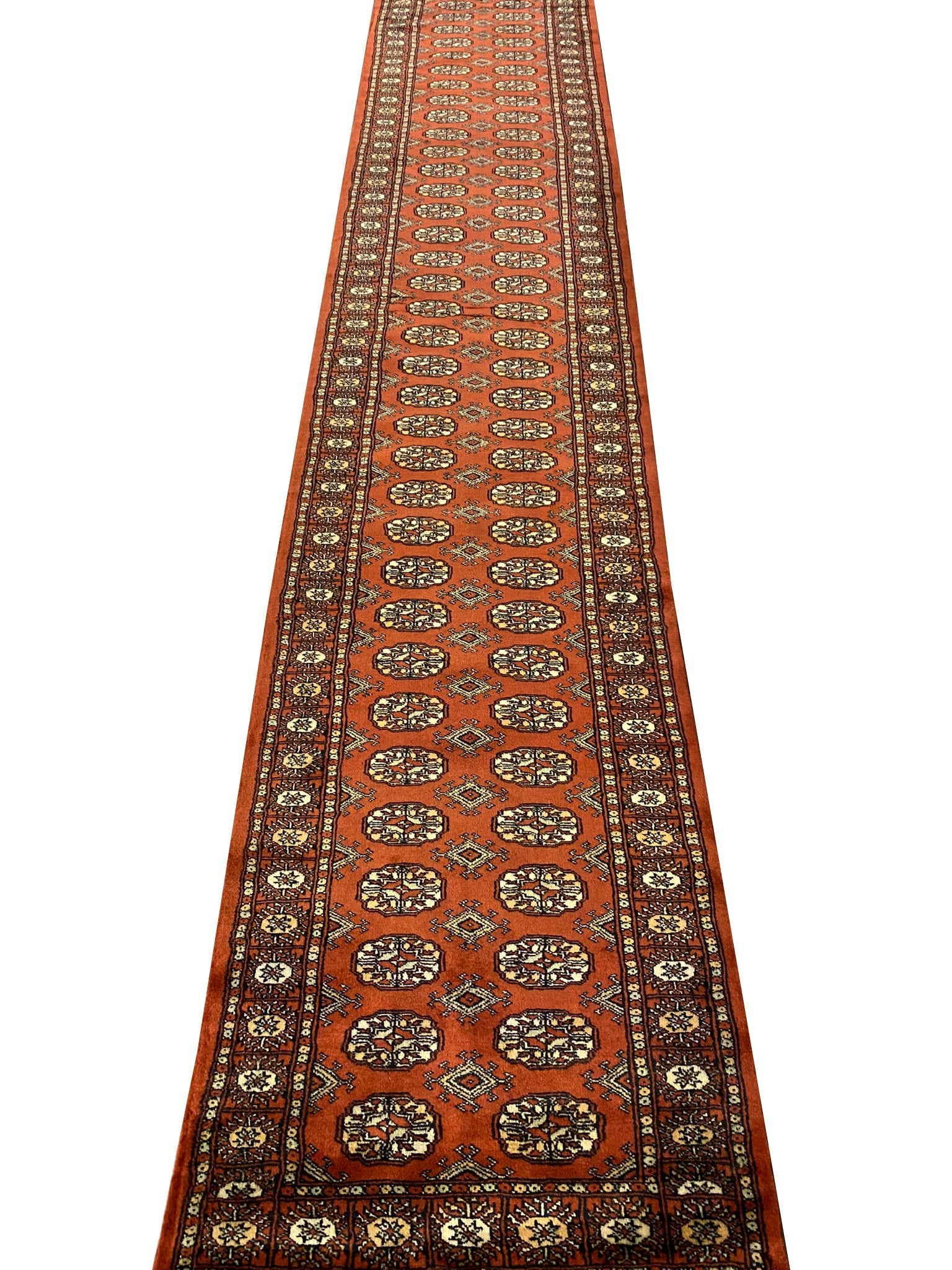 Bokhara long runner, mid-length pattern showing symmetry