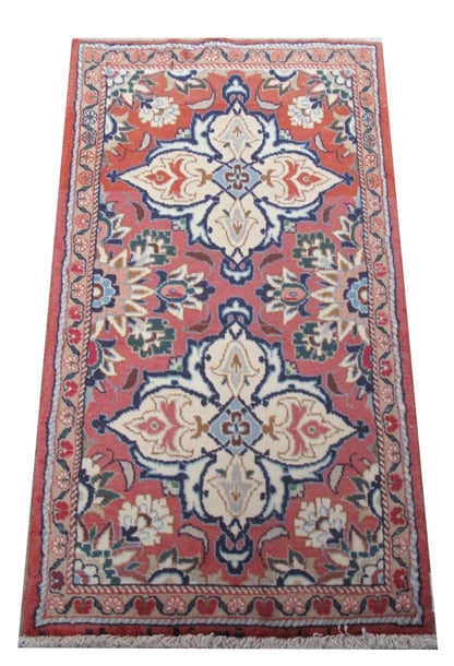 2.6 x 4.6 hand-knotted hamadan-style wool rug, alternate angle 1