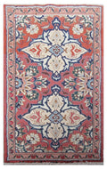 2.6 x 4.6 hand-knotted hamadan-style wool rug, top view