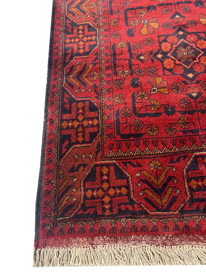 Afghan tribal runner, border pattern detail