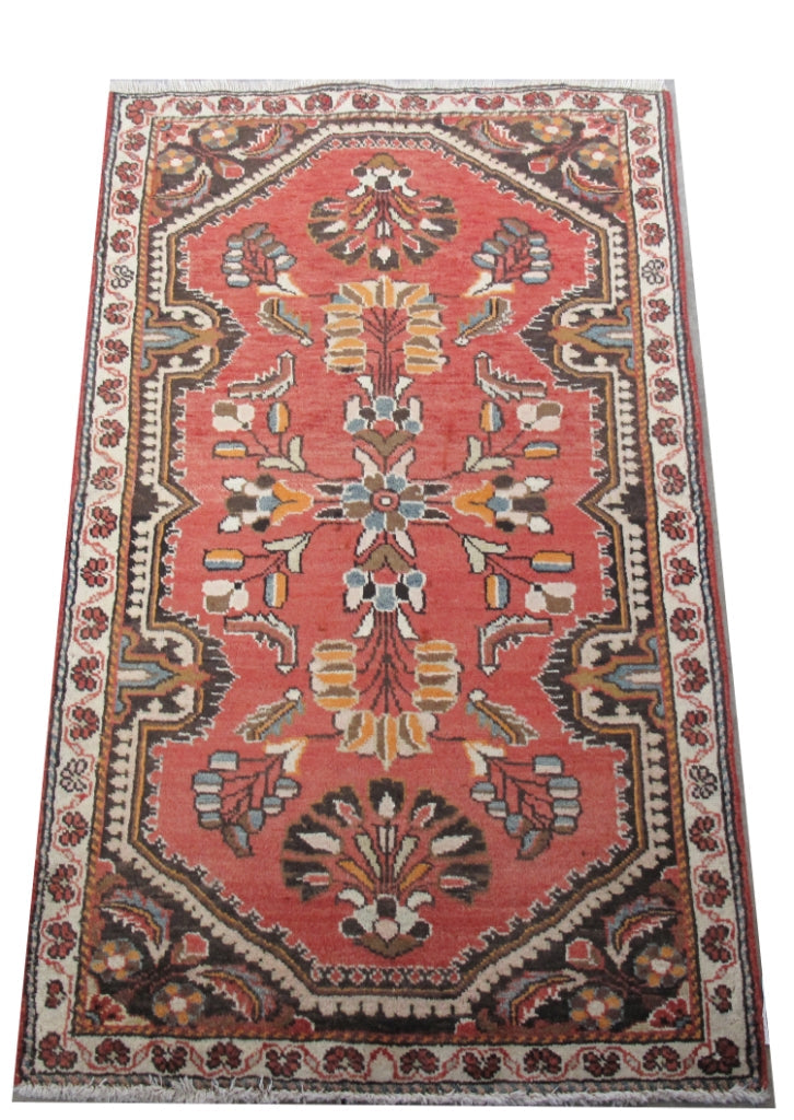 2.8 x 4.3 hand-knotted hamadan-style wool rug, alternate angle 1