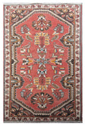2.8 x 4.3 hand-knotted hamadan-style wool rug, top view