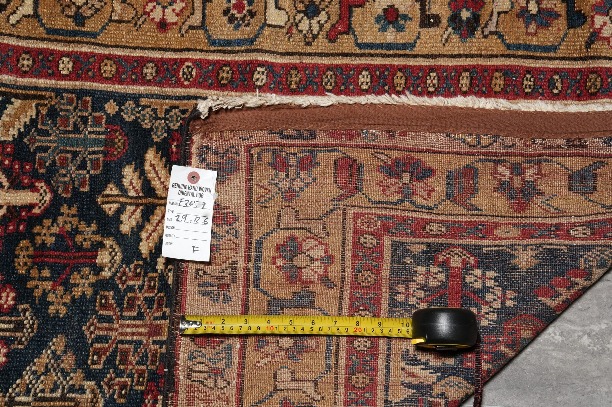 Antique 1940s Joshagan-pattern runner, pile texture showing aged wool patina
