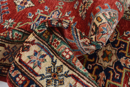 Super Kazak runner, end-finish and fringe close-up