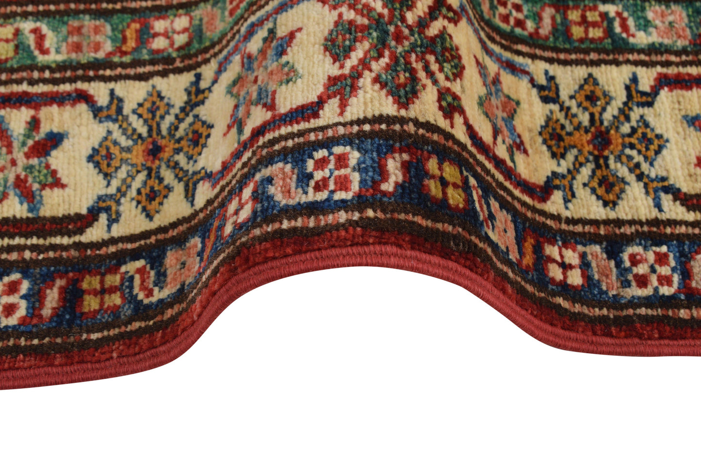 Super Kazak runner, pile texture showing chunky wool