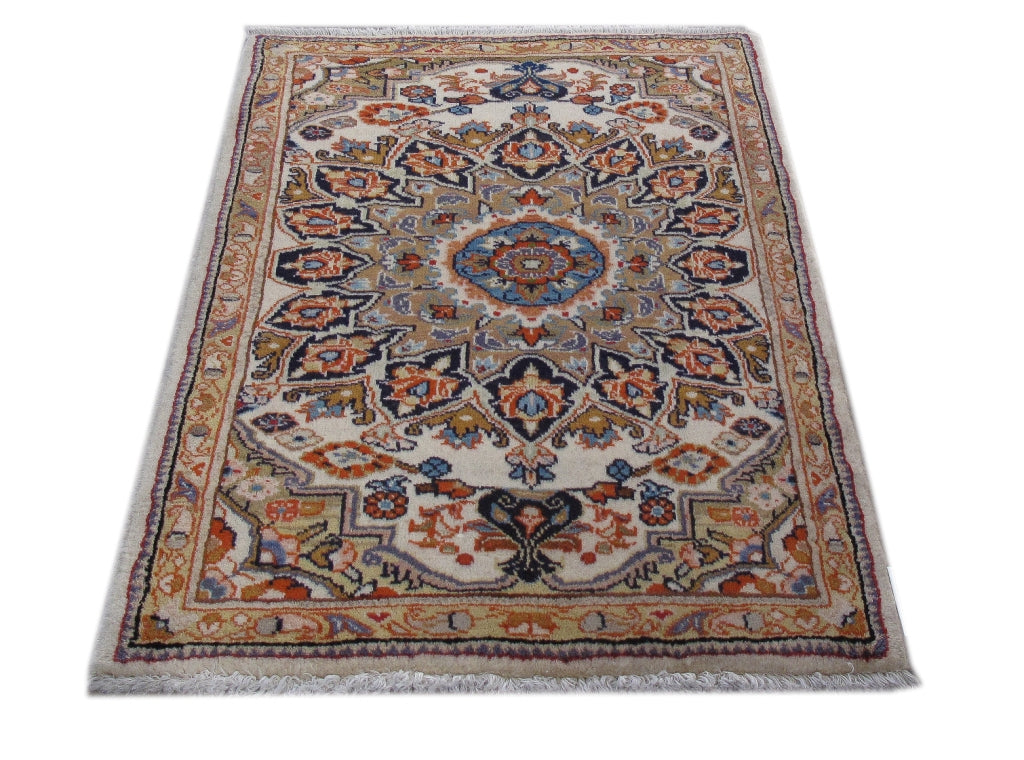 2 x 3 hand-knotted hamadan-style wool rug, alternate angle 1